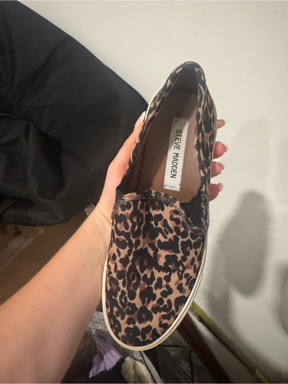 Steve Madden Leopard Slip-On Sneakers in Tan and Black
